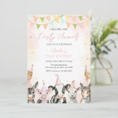 Boerderijdieren roepen alle partij 1e verjaardag kaart (Staand voorkant)