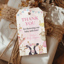 Boerderijdieren Roze Baby Shower Party Bedankt