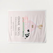 Boerderijdieren roze baby shower welkom wandkleed (Voorkant (horizontaal))