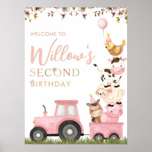 Boerderijdieren Roze Barnyard Verjaardag Welkom Po Poster