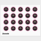 Boerderijdieren Roze Koe 1e Verjaardagsfeest Favor Ronde Sticker (Vel)