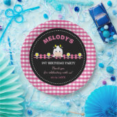 Boerderijdieren Roze Koe Barnyard 1e verjaardagsfe Papieren Bordje (Feest)