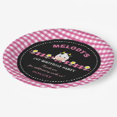 Boerderijdieren Roze Koe Barnyard 1e verjaardagsfe Papieren Bordje (Gekanteld)