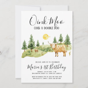 Boerderijdieren roze Moo Country Birthday Kaart