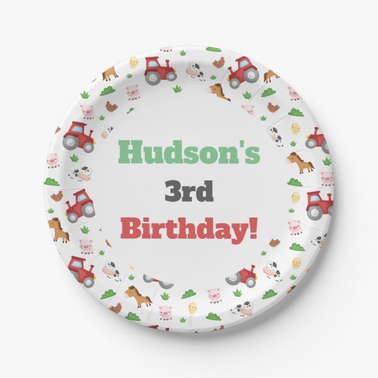 Boerderijdieren Schattige verjaardagsfeestje voor  Papieren Bordje (Voorkant)