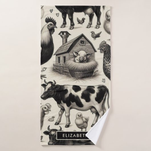  boerderijdieren schilderen badhanddoek (Badhanddoek)