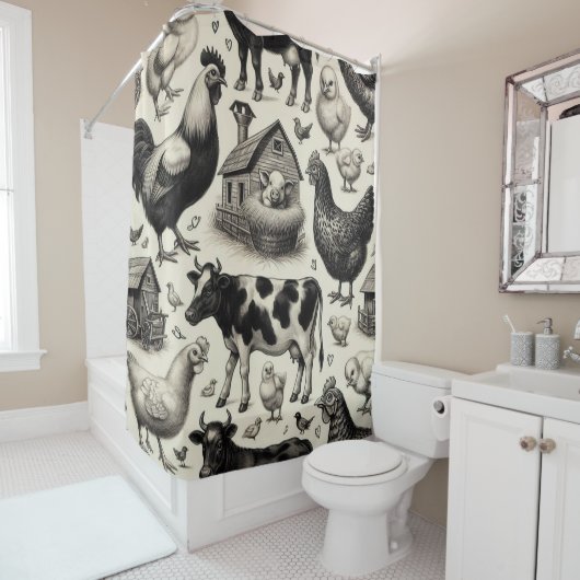  boerderijdieren schilderen douchegordijn (In situ)