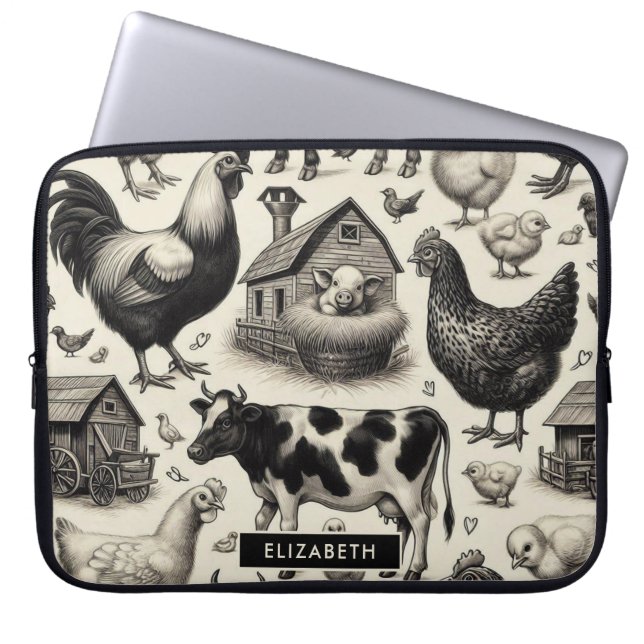  boerderijdieren schilderen laptop sleeve (Voorkant)