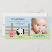 Boerderijdieren Schuur Baby Bedankt Fotokaart (Voorkant)