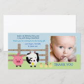 Boerderijdieren Schuur Baby Bedankt Fotokaart (Voorkant / Achterkant)