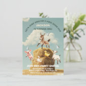 Boerderijdieren springen hooiberg verjaardagsfeest kaart (Staand voorkant)