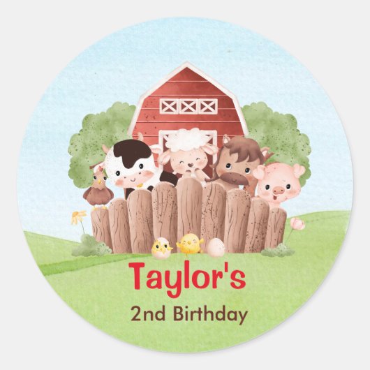 Boerderijdieren Stickers - Boy Birthday Party Favo (Voorkant)
