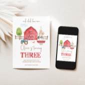 Boerderijdieren thema derde verjaardag uitnodiging