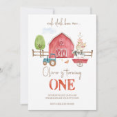 Boerderijdieren thema eerste verjaardag uitnodigin kaart (Voorkant)