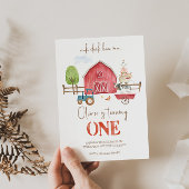 Boerderijdieren thema eerste verjaardag uitnodigin kaart