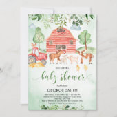 Boerderijdieren thema groen blad Boy Baby shower Kaart (Voorkant)
