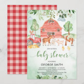 Boerderijdieren thema groen blad Boy Baby shower Kaart (Voorkant / Achterkant)