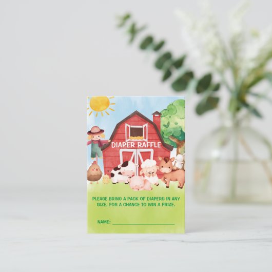 Boerderijdieren Thema Luier Raffle Enclosure Kaart (Staand voorkant)
