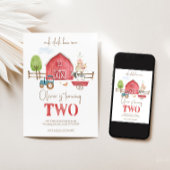 Boerderijdieren thema tweede verjaardag uitnodigin kaart