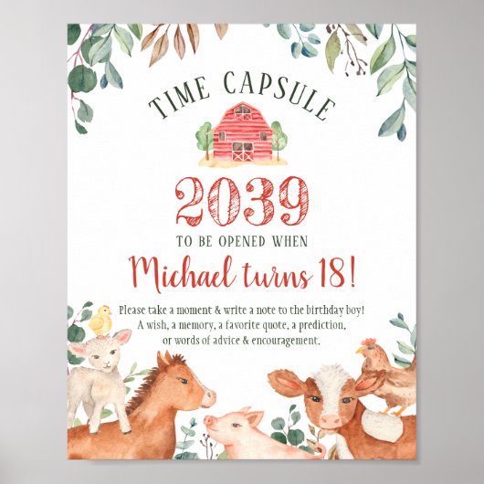 Boerderijdieren Tijdcapsule Bord Poster (Voorkant)