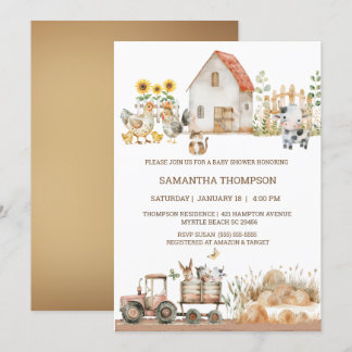 Boerderijdieren Tractor Boys Baby shower Kaart