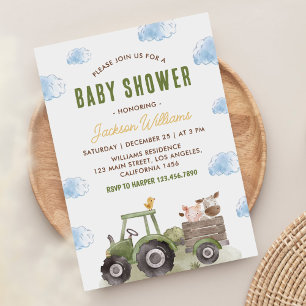 Boerderijdieren Tractor Genderneutraal Baby shower Kaart