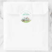Boerderijdieren Tractor Genderneutraal Baby shower Ronde Sticker (Tas)