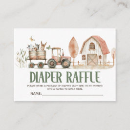 Boerderijdieren Tractor Schuur Baby Luier Raffle Informatiekaartje