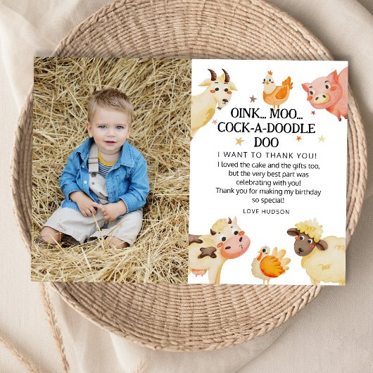 Boerderijdieren Tuin Verjaardagsfeestje Bedankkaart