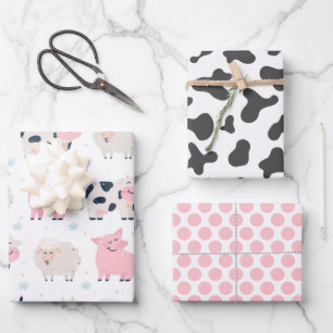Boerderijdieren Varkens Lam Koeien Inpakpapier Set Vel