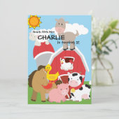 Boerderijdieren Varkenseend Koe Hooischuur Verjaar Kaart (Staand voorkant)