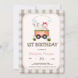 Boerderijdieren Varkensschapen Gingham Kaart