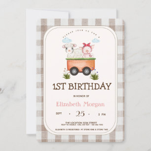 Boerderijdieren Varkensschapen Gingham Kaart