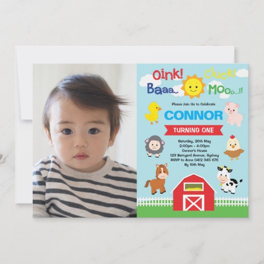 Boerderijdieren Verjaardag Barnyard Petting Zoo Fo Kaart (Voorkant)