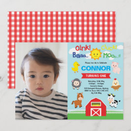 Boerderijdieren Verjaardag Barnyard Petting Zoo Fo Kaart