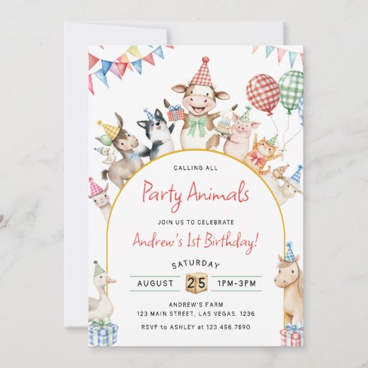 Boerderijdieren Verjaardag Barnyard Verjaardagsfee Kaart (Voorkant)