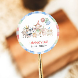 Boerderijdieren Verjaardag Barnyard Verjaardagsfee Ronde Sticker