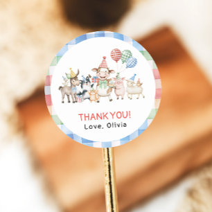 Boerderijdieren Verjaardag Barnyard Verjaardagsfee Ronde Sticker