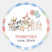 Boerderijdieren Verjaardag Barnyard Verjaardagsfee Ronde Sticker (Voorkant)