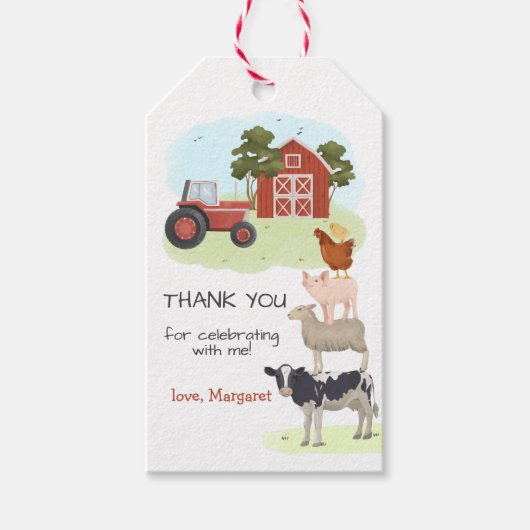 Boerderijdieren Verjaardag Cadeaulabel (Voorkant)