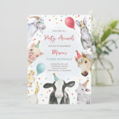 Boerderijdieren Verjaardag Jongen Barnyard Verjaar Kaart (Staand voorkant)