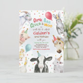 Boerderijdieren Verjaardag Jongen Barnyard Verjaar Kaart (Staand voorkant)