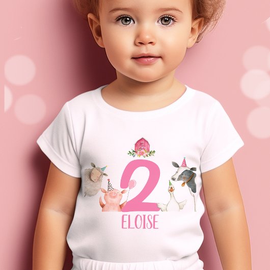 Boerderijdieren Verjaardag Meisje Roze Barnyard T-