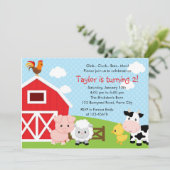 Boerderijdieren Verjaardag Uitnodigingen - Boy Bar (Staand voorkant)