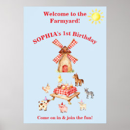 Boerderijdieren Verjaardag Welkom Poster Bewerkbaa