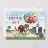 Boerderijdieren Verjaardagsballonnen en Petten Bar Kaart (Voorkant)