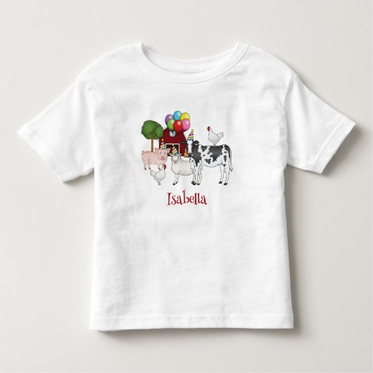 Boerderijdieren Verjaardagsballonnen en Petten Kin Kinder Shirts (Voorkant)