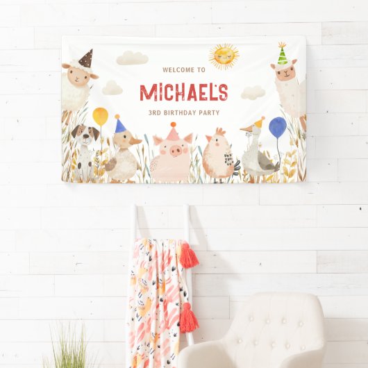 Boerderijdieren Verjaardagsbanner Spandoek (Insitu)