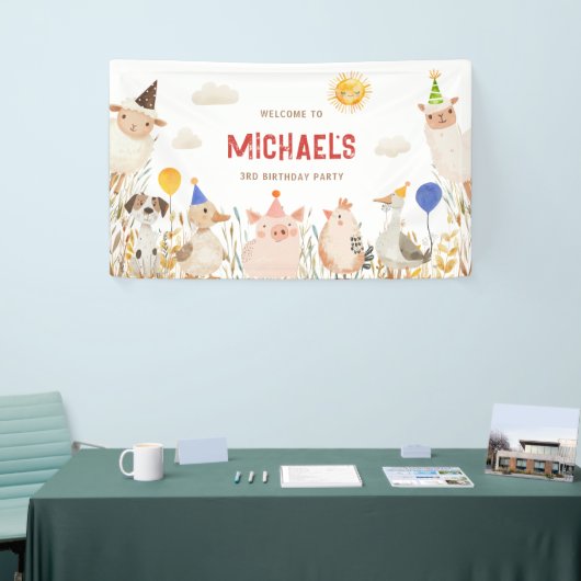 Boerderijdieren Verjaardagsbanner Spandoek (Beurs)