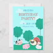 Boerderijdieren Verjaardagsfeest, Moderne Boerderi Kaart (Voorkant)